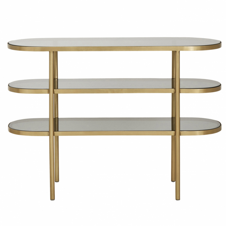 Ovalt sidobord 'Luxury' - Mässing/Glas