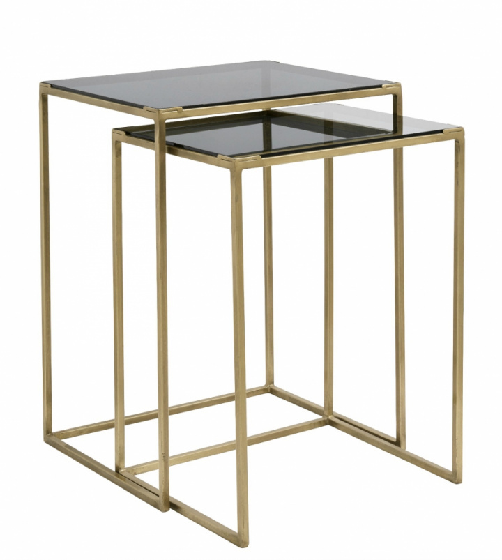 Soffbord - Mässing/Svart glas