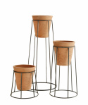 Set med 3 stående krukor - Järn/Terrakotta