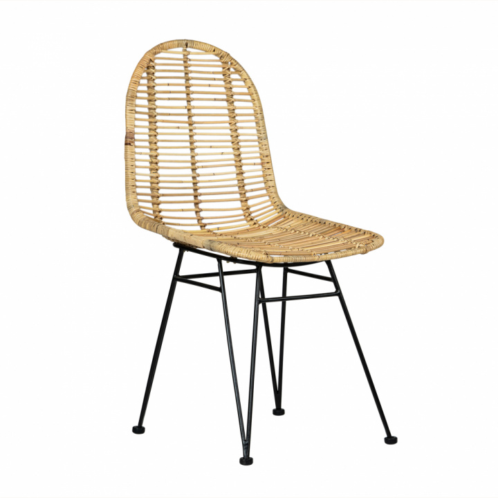 Stol ' Striped rattan' - Natur/Svart