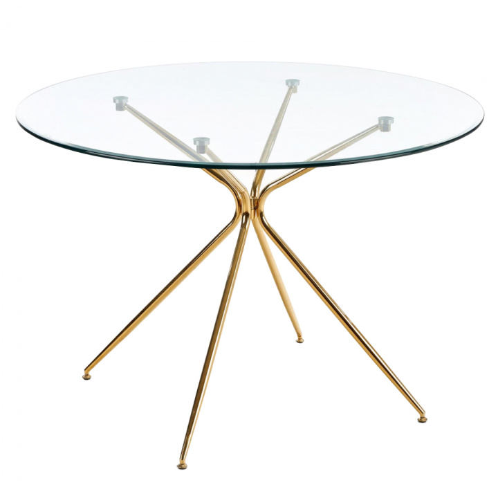 Matbord 'Rondo' Runt 110cm - Transparent/Guld 