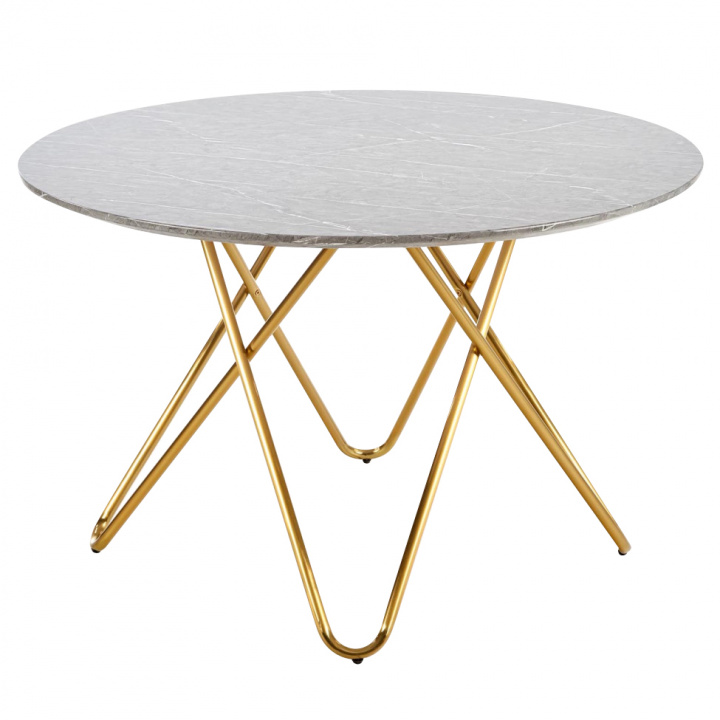 Matbord 'Bonello' Runt 120cm - Guld/Grå 