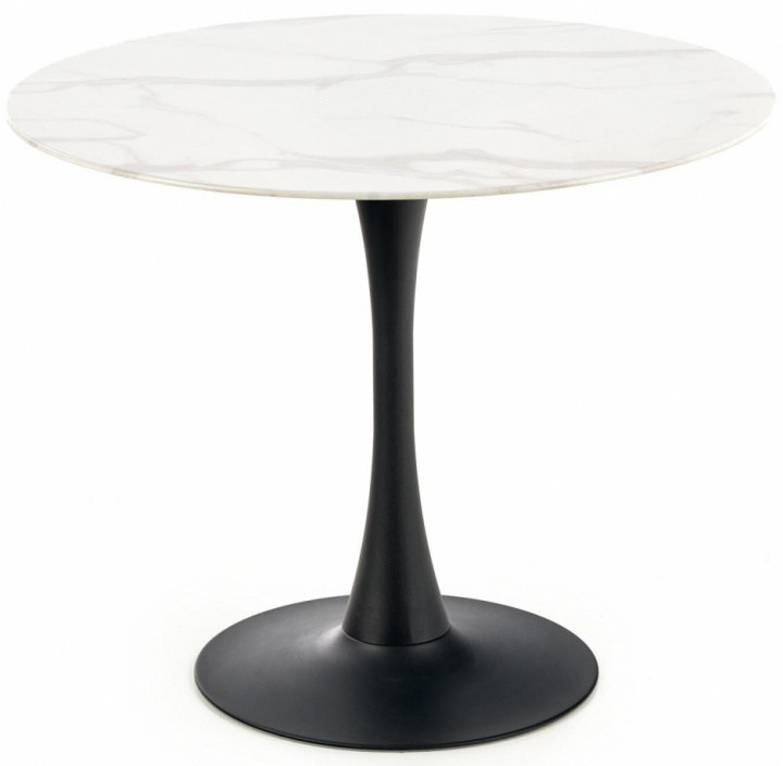 Matbord 'Ambrosio' Runt 90cm - Vit/Svart 