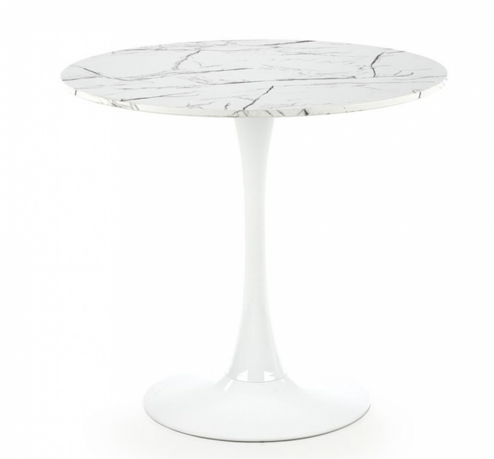 Matbord 'Lorca' Runt 80cm - Marmor/Vit