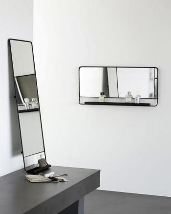 Spegel med hylla \'Chic\' - Svart 40x80cm