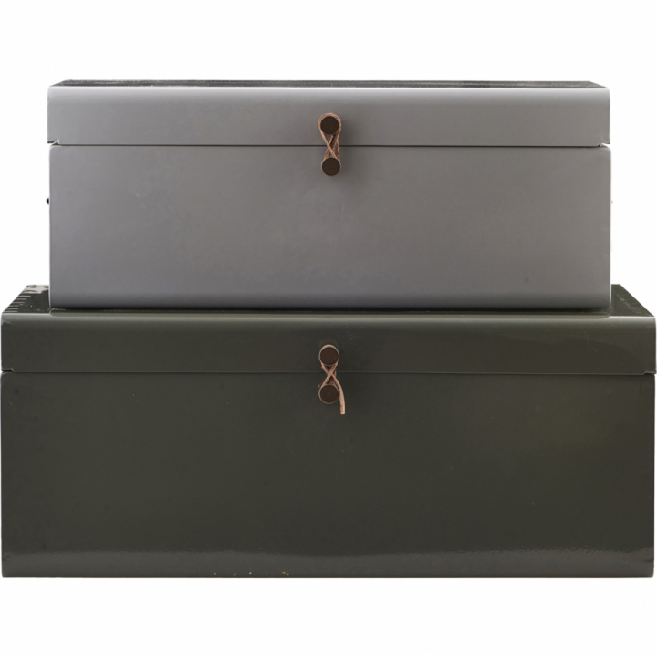 2-pack förvaringslådor \'Metal\' - Grå/Grön i gruppen Möbler / Hyllor & förvaring / Lådor & Korgar hos Reforma (209310700)