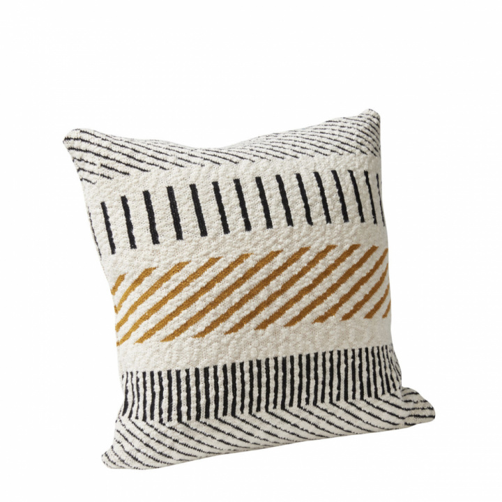 Kudde 50x50cm - Vit/Svart/Ockra i gruppen Inredning / Textilier / Prydnadskuddar hos Reforma (221405)
