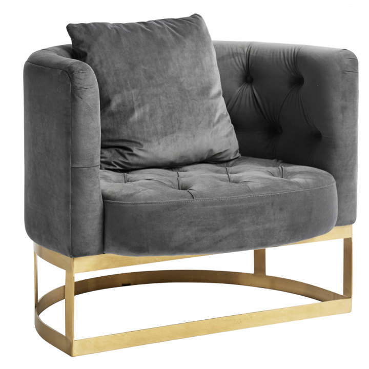 Fåtölj 'Lounge' - Grå/Mässing - Nordal