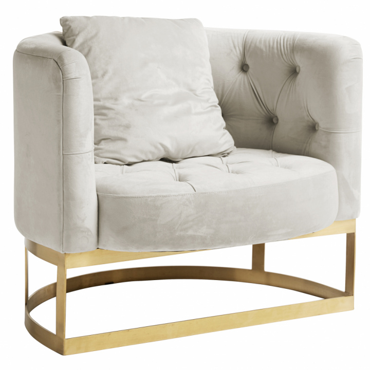 Fåtölj 'Lounge' - Vit/Mässing