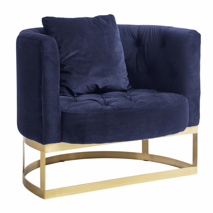 Fåtölj 'Lounge' - Blå/Mässing