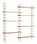 Vägghylla \'Wooden shelves\' - Mässing/natur