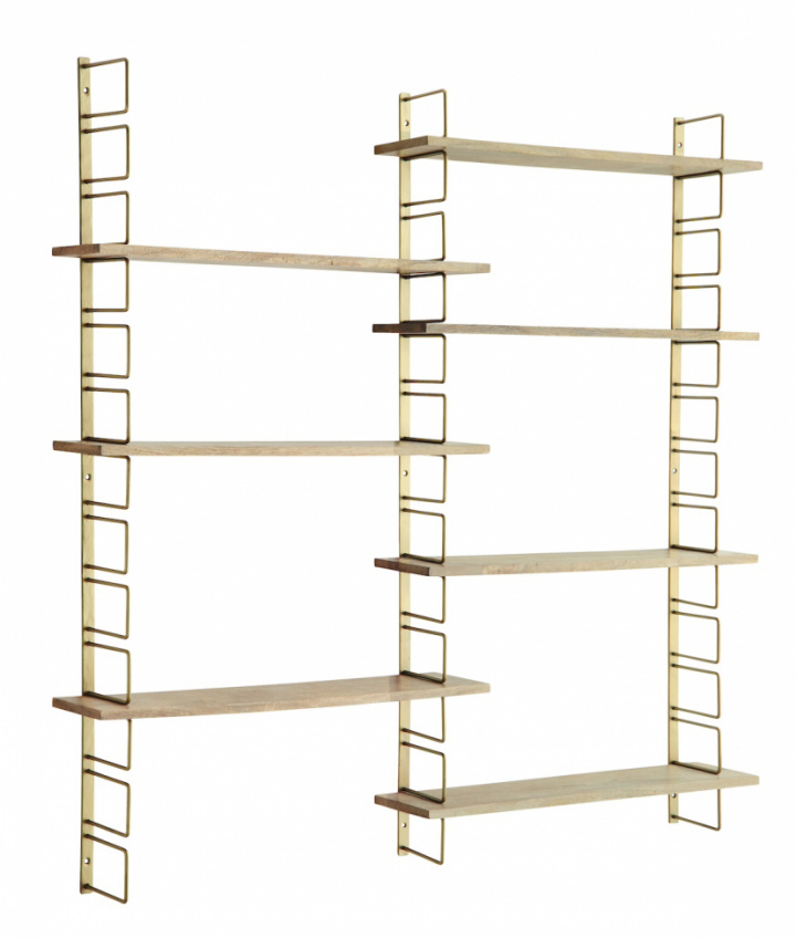 Vägghylla \'Wooden shelves\' - Mässing/natur i gruppen Möbler / Hyllor & förvaring hos Reforma (32838)