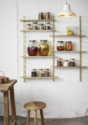 Vägghylla \'Wooden shelves\' - Mässing/natur