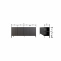 Sideboard ‘New Gravure’ 200 cm - Mörkbrun/Svart