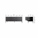 TV-bänk ‘New Gravure’ 150 cm - Svart/Svart