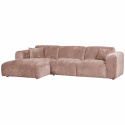 Soffa ‘Cloud’ 3-sits schäslong vänster - Brungrå/Rosa