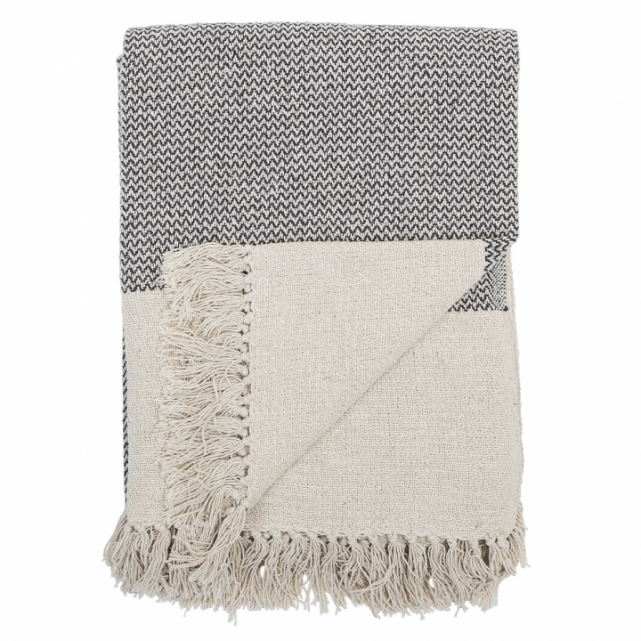 Pläd 'Recycled Cotton' - Grå/Vit