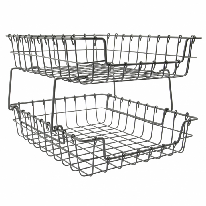 2-pack Metallkorgar 'Addit' - Grå (Låga)
