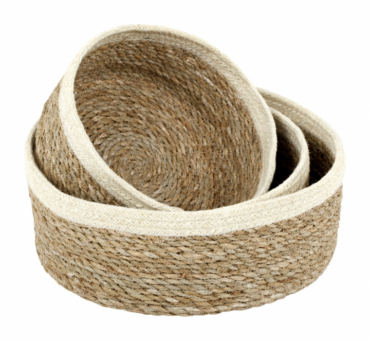 3-pack Brödkorgar 'Sjögräs' - Vit
