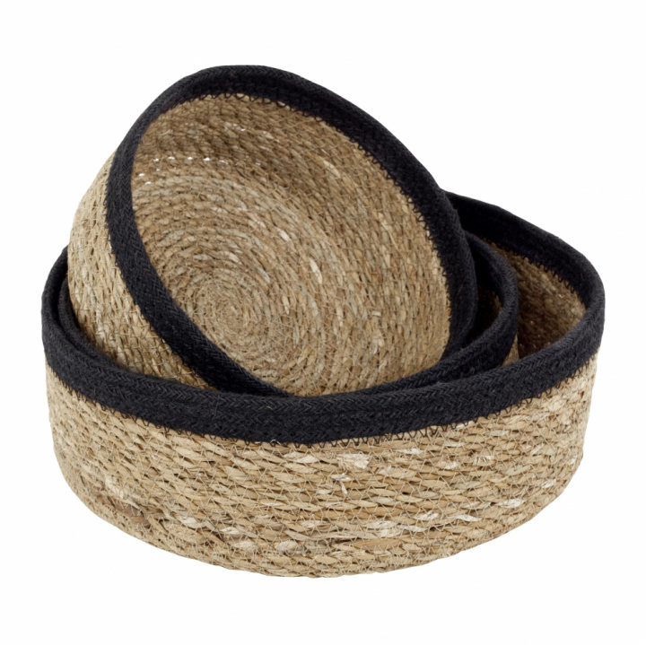 3-pack Brödkorgar 'Sjögräs' - Svart