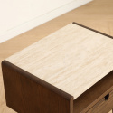 Sidobord/sängbord \'Sapri\' 45x60cm - Valnöt/Travertin
