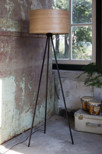 Golvlampa - Svart & natur