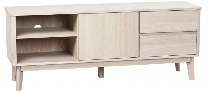 TV-bänk 'Yumi' - Vitpigmenterad Ek