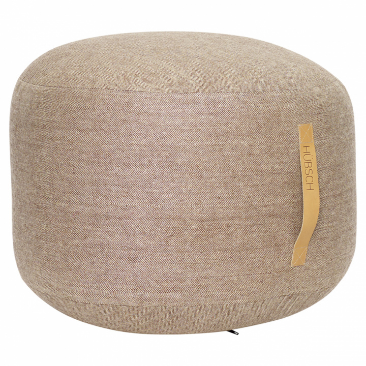 Sittpuff - Beige med läderhandtag S i gruppen Möbler / Soffor / Sittpuffar & Fotpallar hos Reforma (700804)