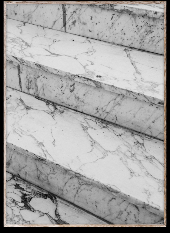 Poster 'Marble Steps' 30x40 - Gr/Vit