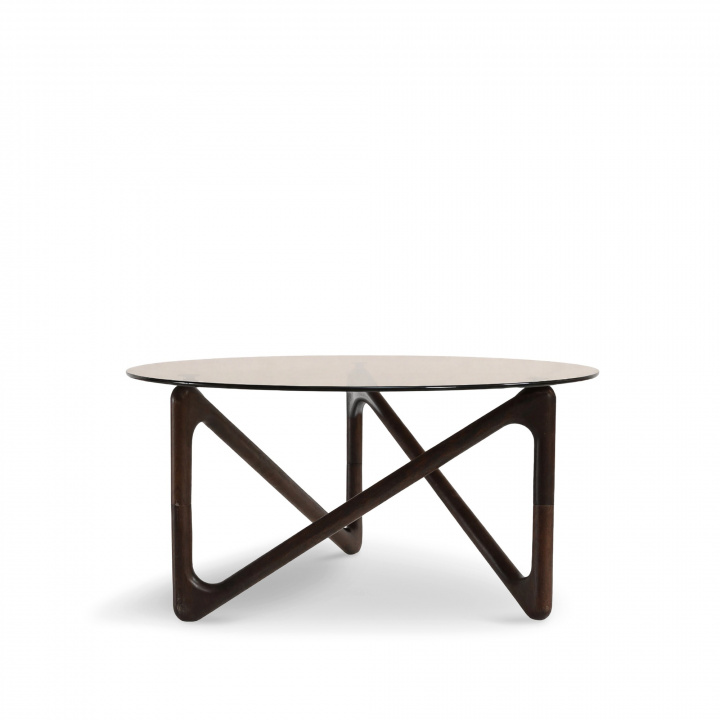Soffbord \'Modica\' Ø80 - Valnöt/Glas i gruppen Möbler / Bord / Soffbord hos Reforma (717AB-walnut)