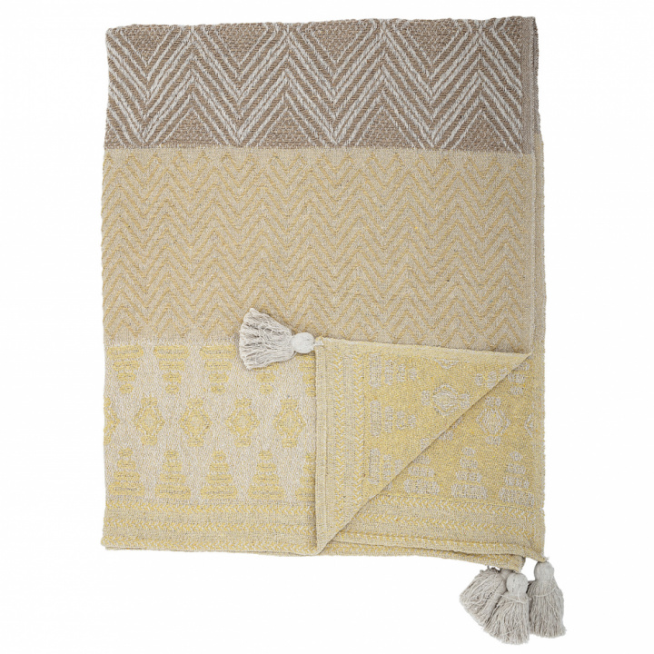 Pläd 'Recycled Cotton' - Gul/Beige