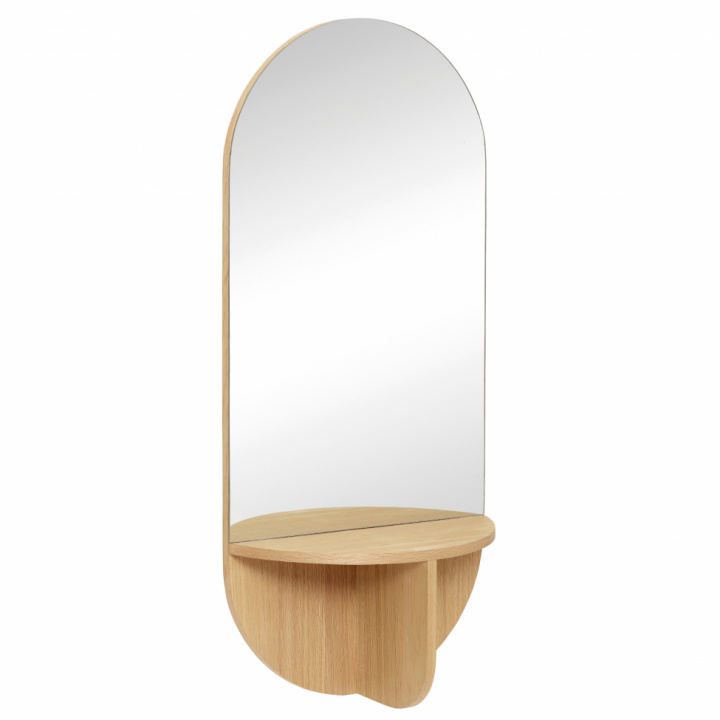 Väggspegel med Hylla 'Nordisk' - Ek/Natur/Glas