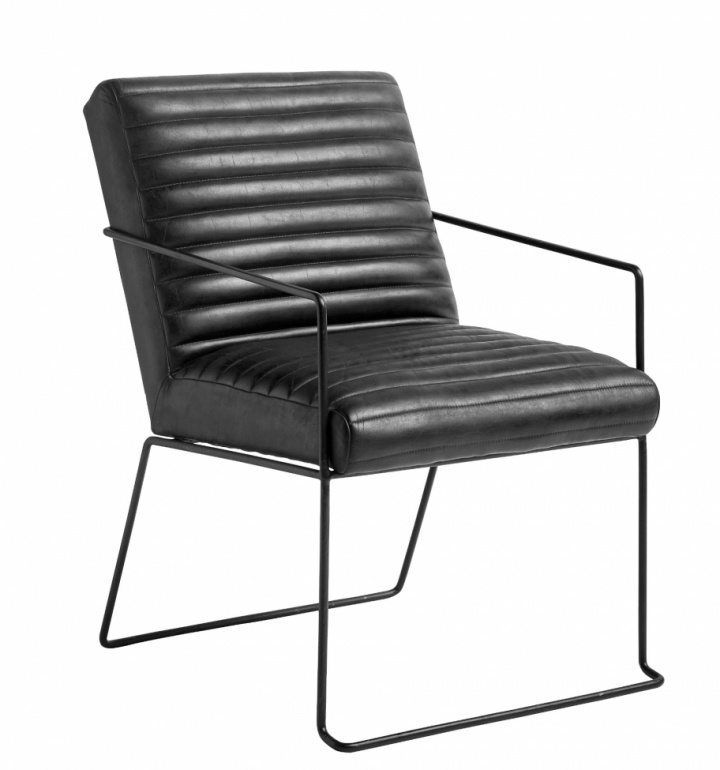 Fåtölj - Svart läder/Järn - Nordal