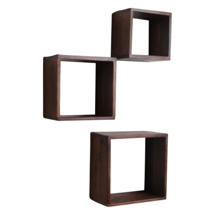 Vägghyllor \'Cube\' - Brun 3 set i gruppen Möbler / Hyllor & förvaring / Vägghyllor hos Reforma (ACFW00065)