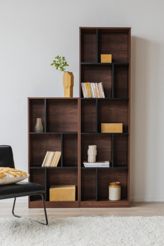 Bokhylla \'Colin\' 60x210 - Valnt/Svart