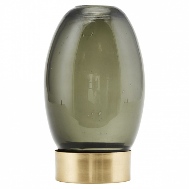 Ljuslykta 'Kupol' - Grått glas/Mässing
