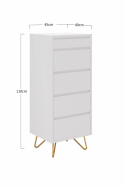 Byrå \'Elle\' 45x110 - Vit/Mässing