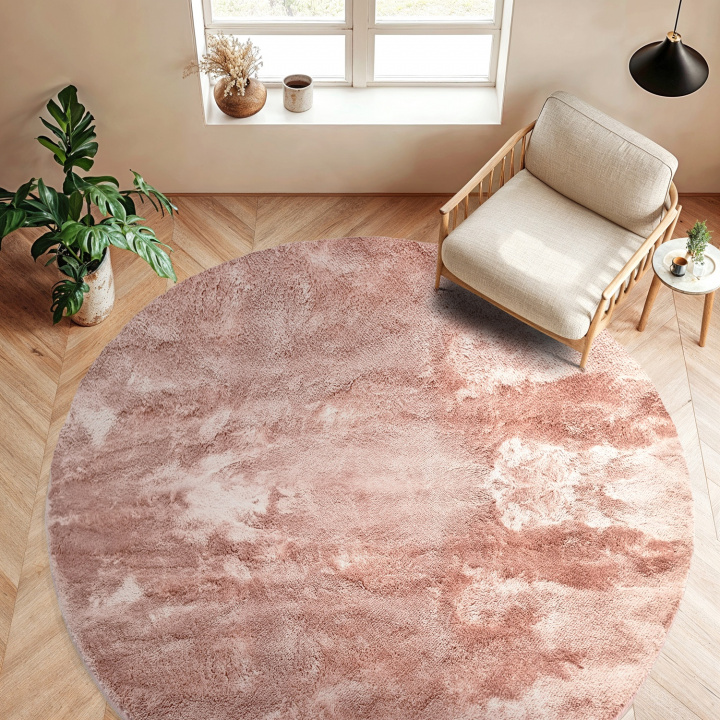 Rund matta \'Aranga Super Soft Fur\' - Rosa i gruppen Mattor / Ryamattor hos Reforma (H100138)