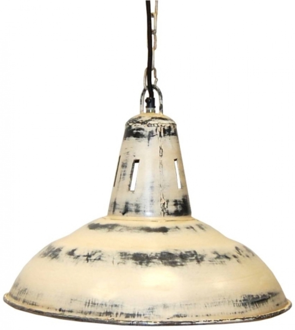 Industrilampa vintage - patinerad vit