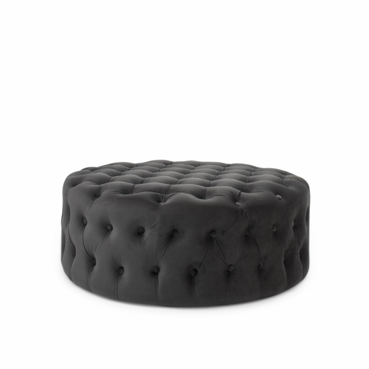 Puff 'Chesterfield' Runt 100cm - Grå