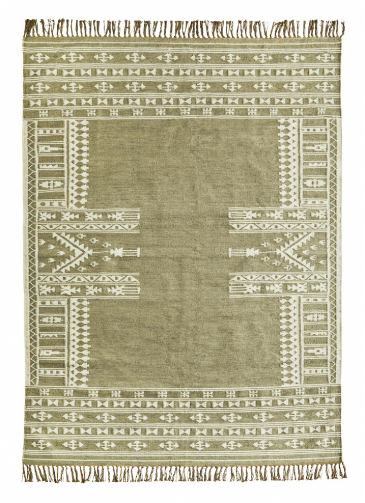 Matta \'Handwoven\' 160x230cm - Grön/vit i gruppen Inredning / Mattor hos Reforma (JORG-508)