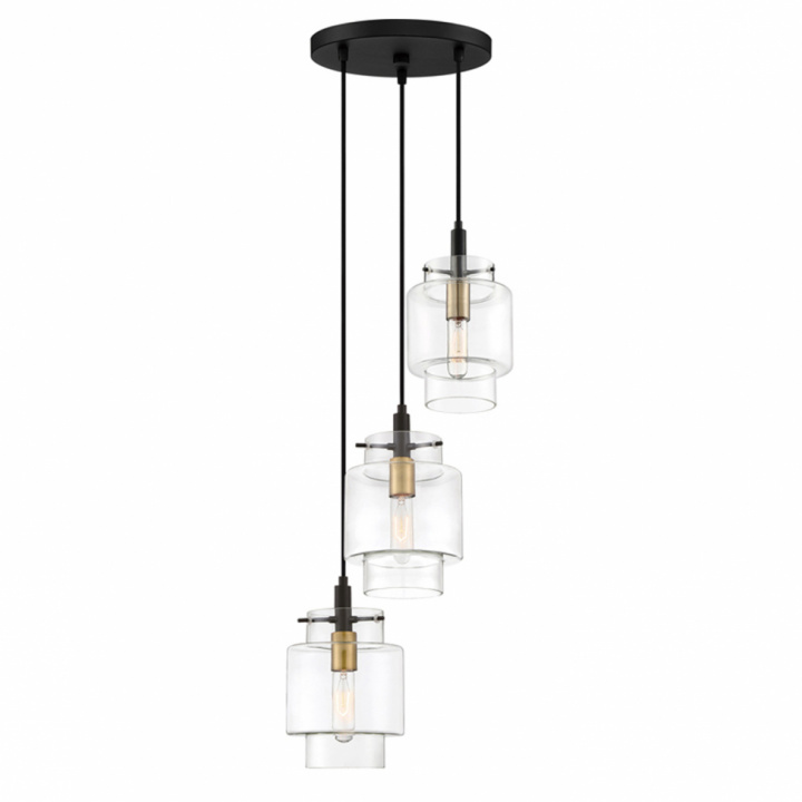 Taklampa 'Chablis Lights' X3 - Glas/Mssing/Svart