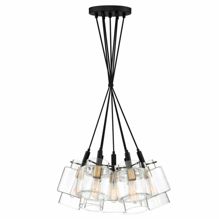 Taklampa 'Chablis Lights Cross' X5 - Glas/Mssing/Svart