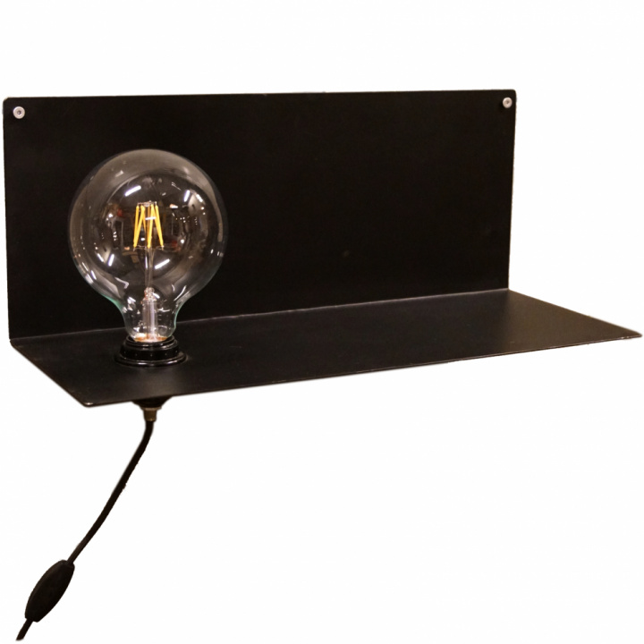 Vägghyll med belysning - Svart