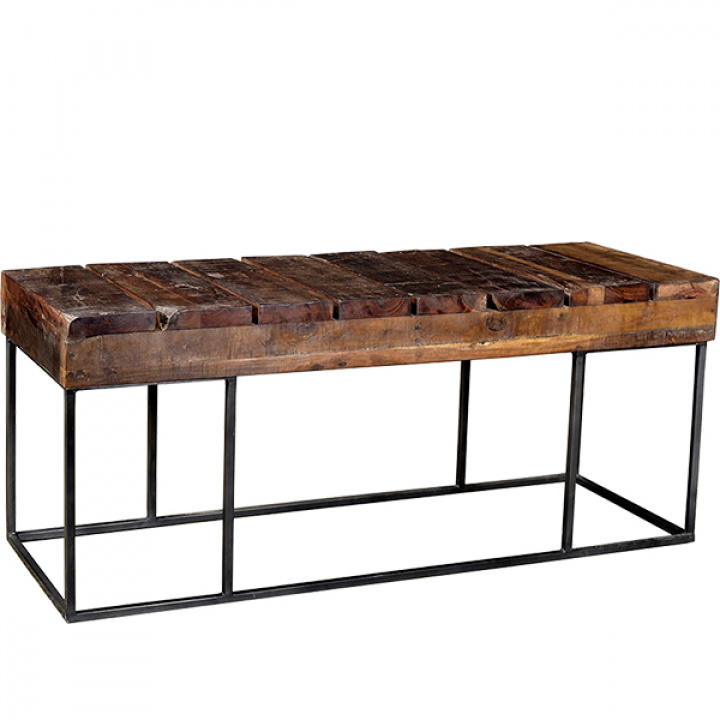 Träbänk - lackerat järn/Vintage trä - Trademark Living