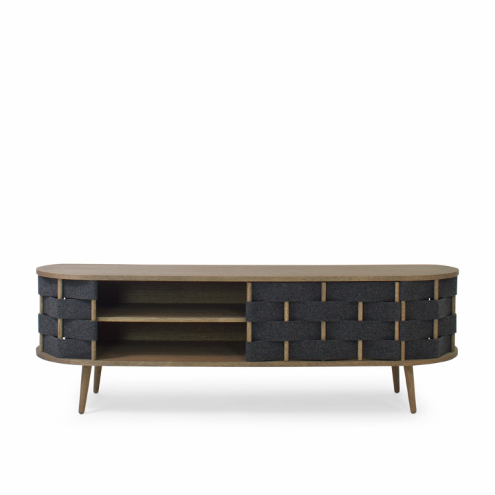 TV-bänk 'Felt' 160cm - Natur/Mörkgrå