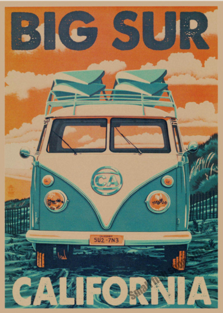 Poster - Vintage Van \'Big sur\' i gruppen INREDNING / Dekoration / Tavlor / Skyltar / Posters hos Reforma (Poster-Van-2)
