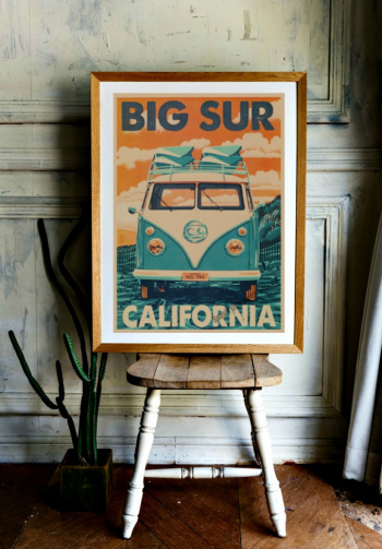 Poster - Vintage Van \'Big sur\'