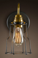 Vägglampa Vintage - Mässing/Stålnät