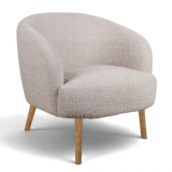 Fåtölj 'Capri' träben - Beige/Bouclé